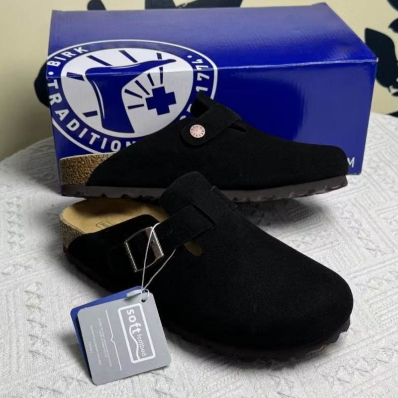 designer boston clogs birk slides beach slipper mens womens Taupe Black Grey Brikostyle sandals soft suede leather scuffs slippers slide with box 36