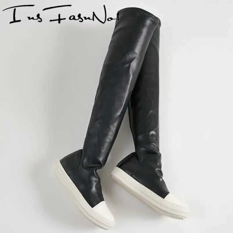 Stretch Over The Knee Boots Women Thick Bottom Platform Height Increasing Designer Long Boots Large Size All Match Botas Casual Q260922