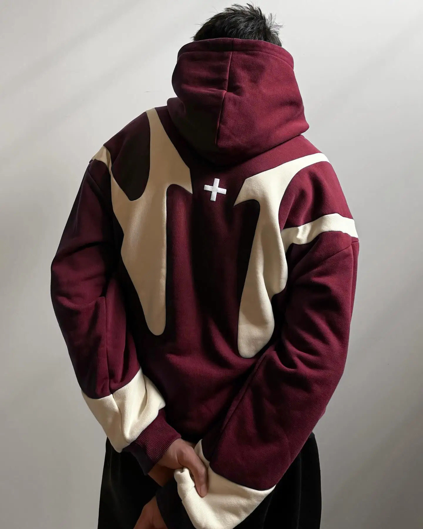 Y2k Vintage Gothic Geometric Pattern Patchwork Zipper Hoodie Men Casual Sportswear Retro Oversized Loose Hoodie Warm Sweatshirt 260922