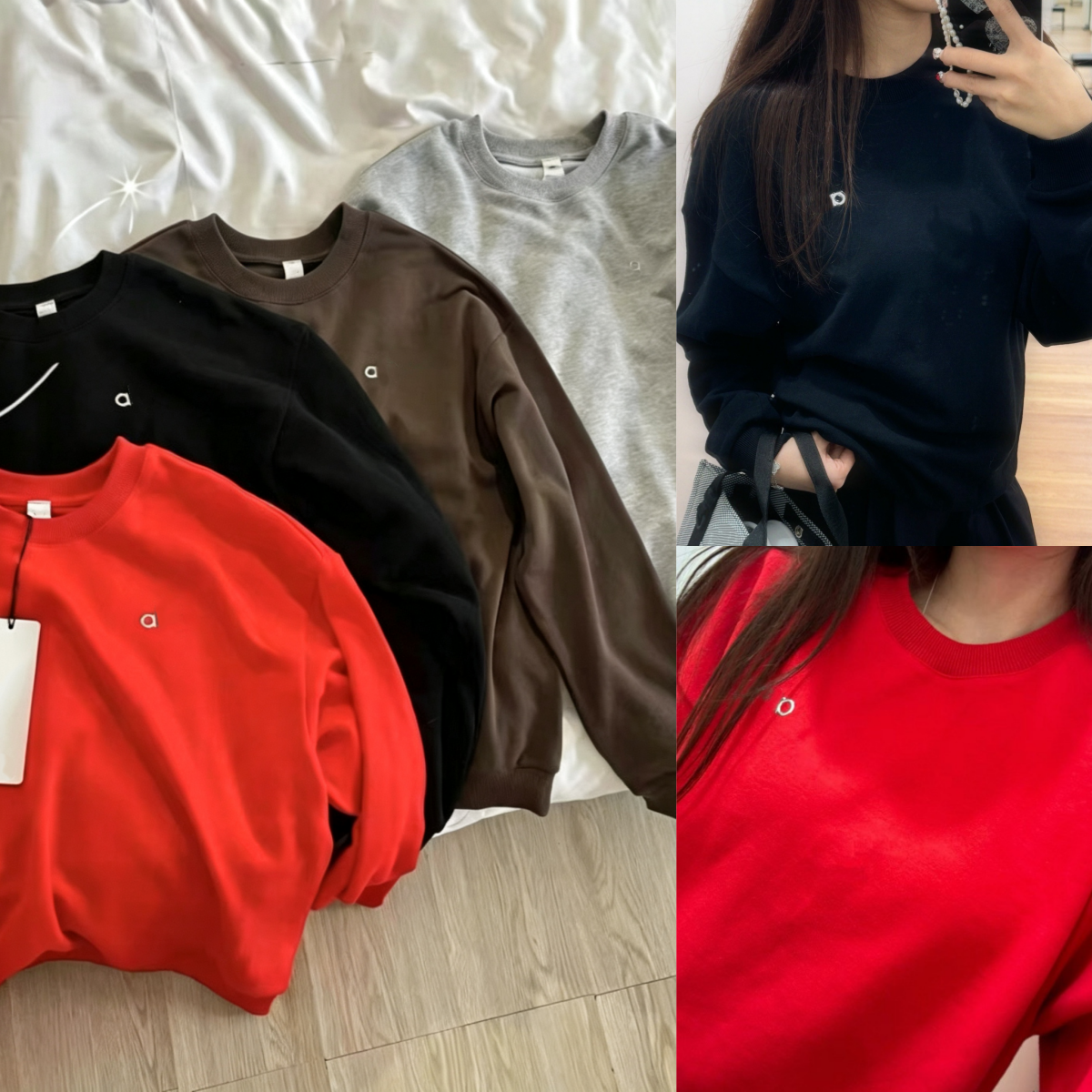 2970AO Unisex Autumn Letter Hoodie with Loop Round Neck Long-Sleeve Loose Fit Pullover Womens Gym Clothes Unisex Couple's Fall Pullover Swea