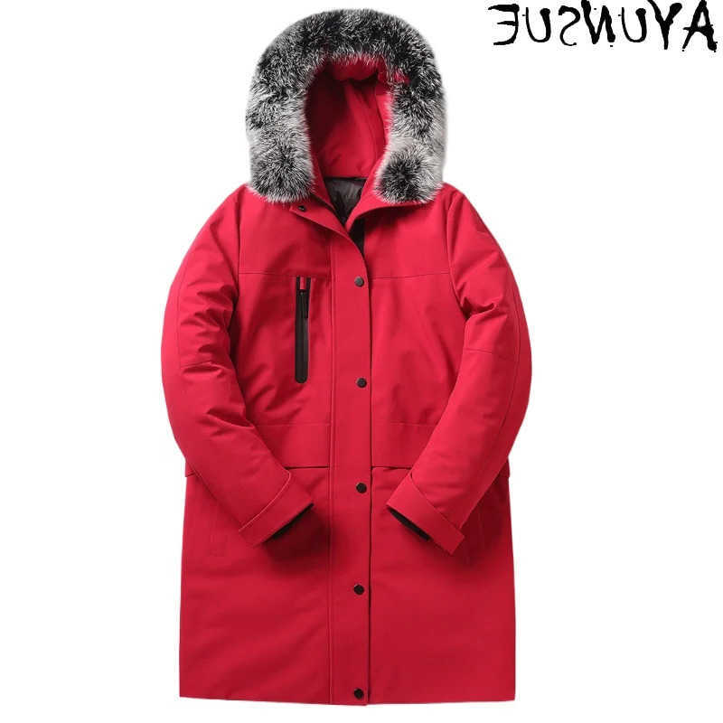 AYUNSUE Parkas Men's Men's Down Jackets Winter Down Jacket Hooded Clothing Thick Clothes Real Fox Fur Collar Coat Warm Parkas Ropa Hombre