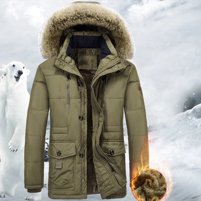 Snow Coats for Men Thermal Parka with Hood Fur Lined Winter Coat Man Plus Size 8XL 7XL Waterproof 260922