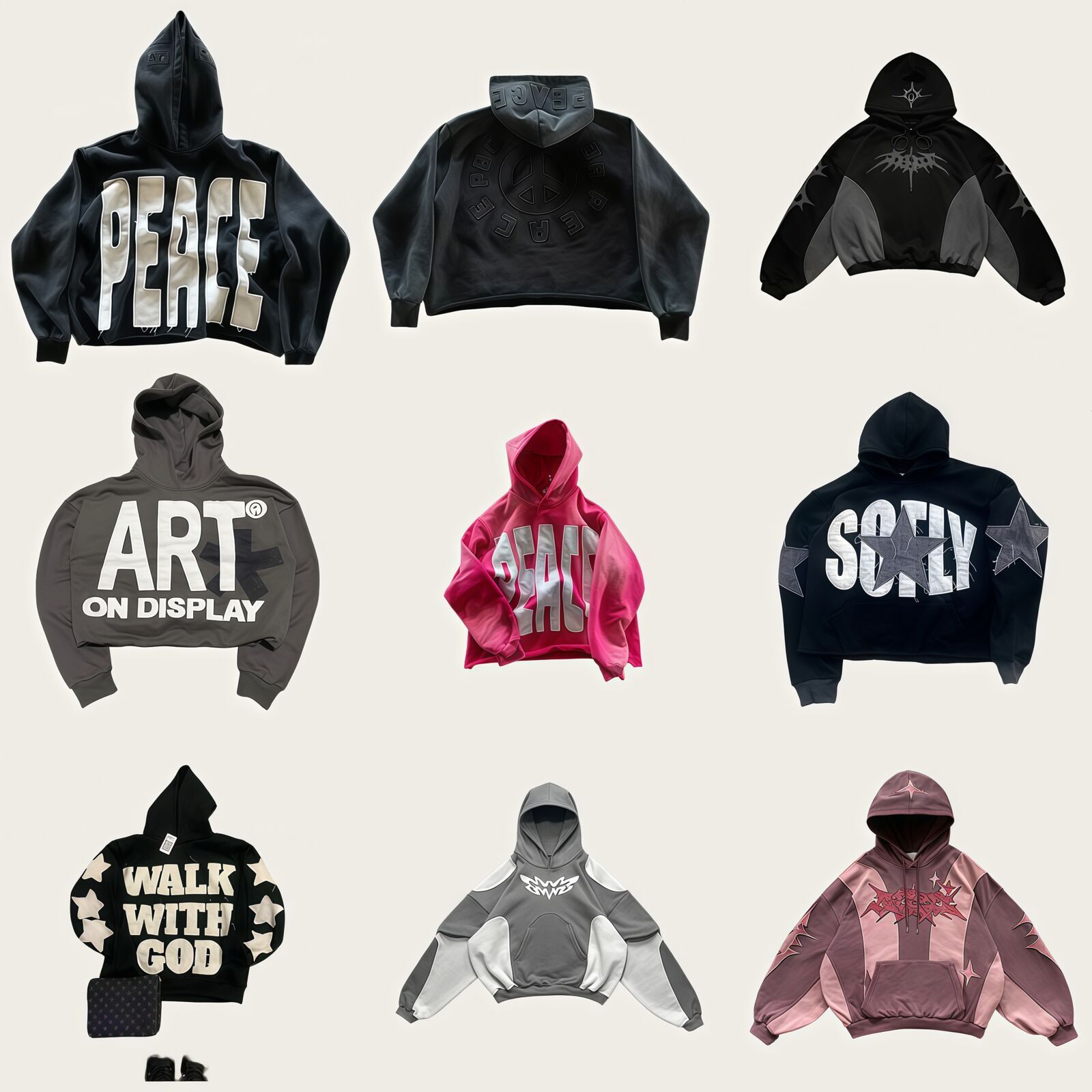 Designer Hoodies Sweatshirts High Street Peace Retro Letter Patch For Men And Women Y2K Harajuku Hip Hop Gothic Casual Joker Daily Outfit Men's
