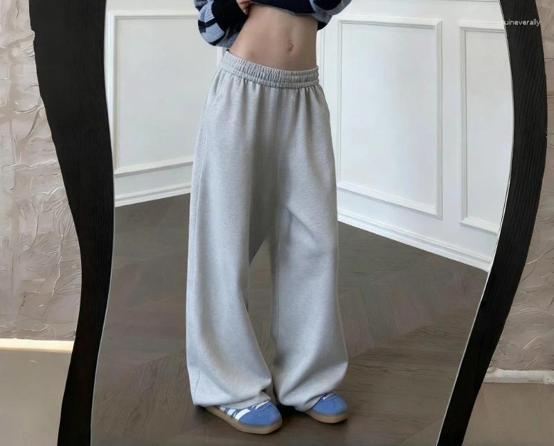 Women's Pure Cotton American Style Grey And White Sweatpants Spring Autumn 2026 Lazy Loose Boyfriend