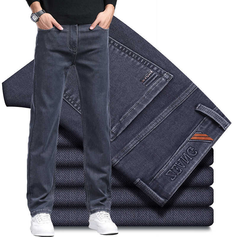 Jeans classici da uomo dritti Jeans elasticizzati da uomo in cotone Lyocell Pantaloni comodi e morbidi in denim casual Pantaloni da lavoro primaveri