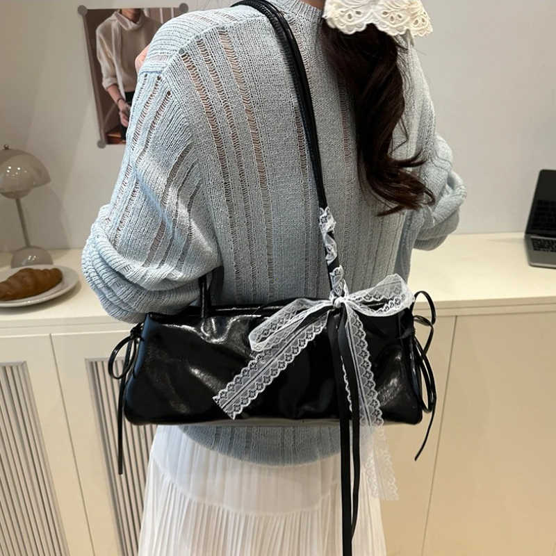 Square French Elegant Cross Body Bag Korean Bow Decoration Pu High-quality Bag Niche Simple Ballet Style Shoulder Bag New Casual Women Bags H260922