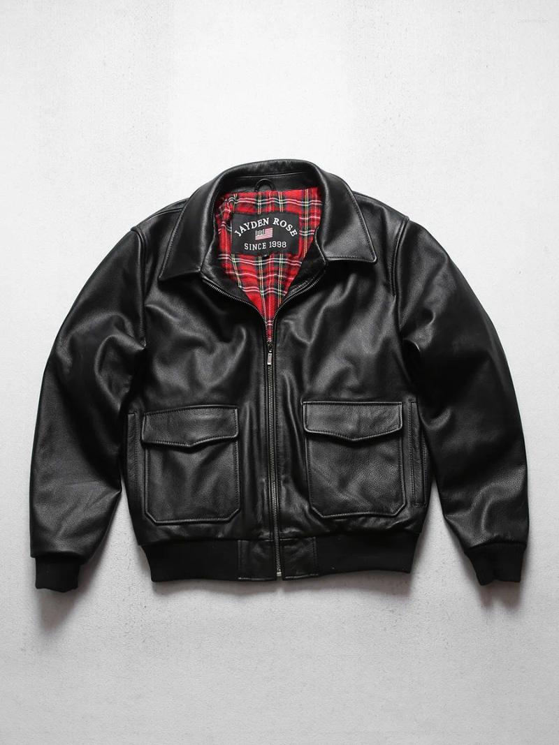 American-style G1 Genuine Leather Pilot Jacket For Men Casual Style Top-grain Cowhide Flight Suit.