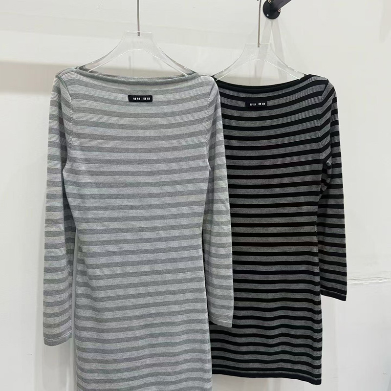 Women Chic Striped Dress off Shoulder Slim Fit Bodycon Dress Y2k Korean Style Long Sleeve Dress for Women