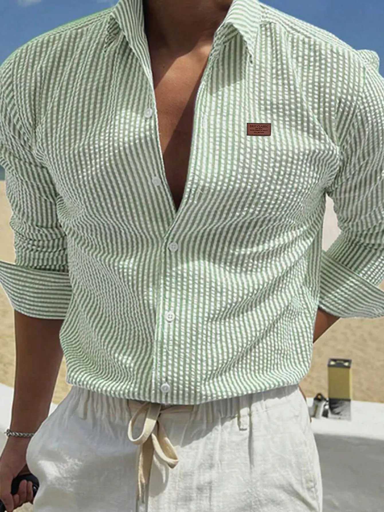 Long Men's Men's Casual Shirts Sleeve Striped Shirt with Loose Fit Stylish Comfortable Casual Wear for All Seasons Ideal for Outdoor Activ
