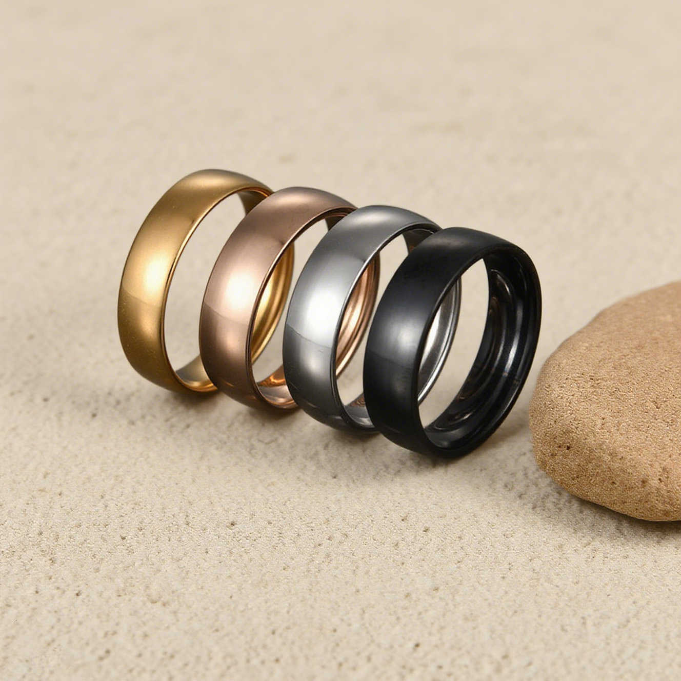 Kissmoon Band Rings Trendy Stainless Steel High Quality Simple 6MM Men Glossy Ring for Women Couple Weeding Jewelry Banquet Party GiftsT260922