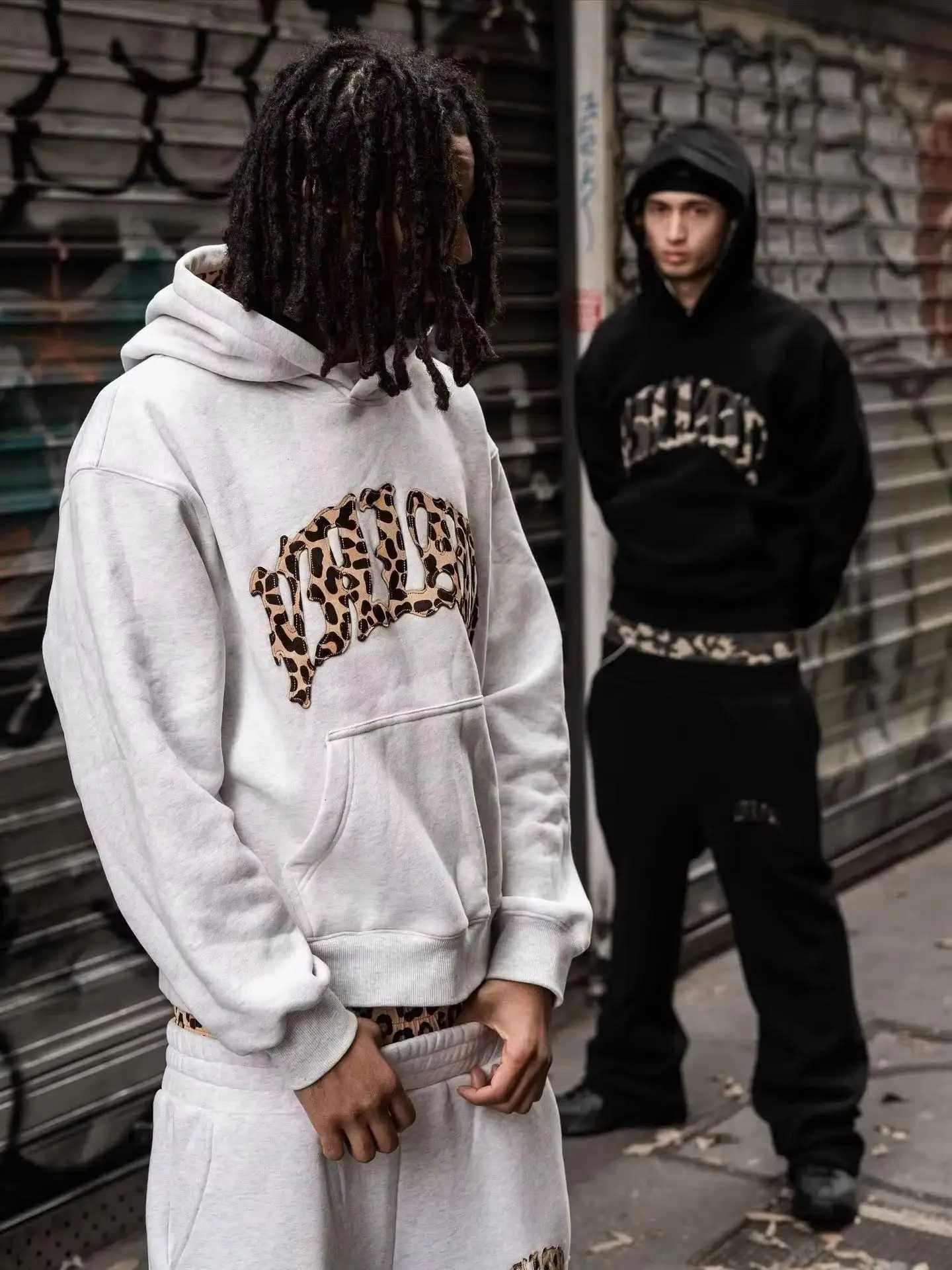 Tracksuits Y2K leopard Men's Fashion High street print letter embroidered men sportswear suit casual American retro hoodie trend loose clothing