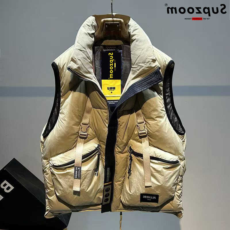 2024 Men's Supzoom Down Parkas Top Fashion New Arrival Letters Leather Stand Collar Autumn And Winter For Men And Women Warm Thickened Down Ves