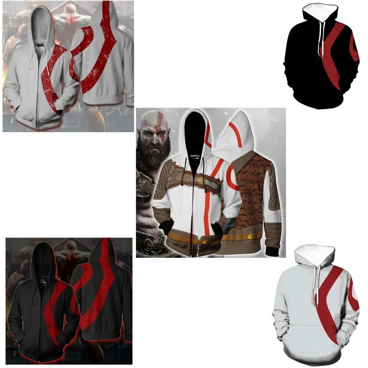 New Sweatshirts Men's God Hoodies of War Kratos Series Cosplay Jacket Anime 3D Men's Sweatshirt Casual Hoodie Loose Fit Printed Polyester