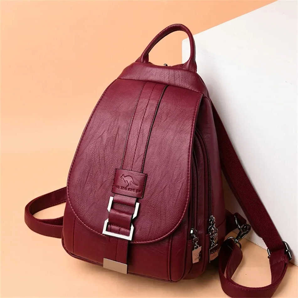 Backpack Backpack Leather Style 2026 for Women Multifunctional School Chest Bag Casual Travel Daypack Ladies Sac Backpack H260922