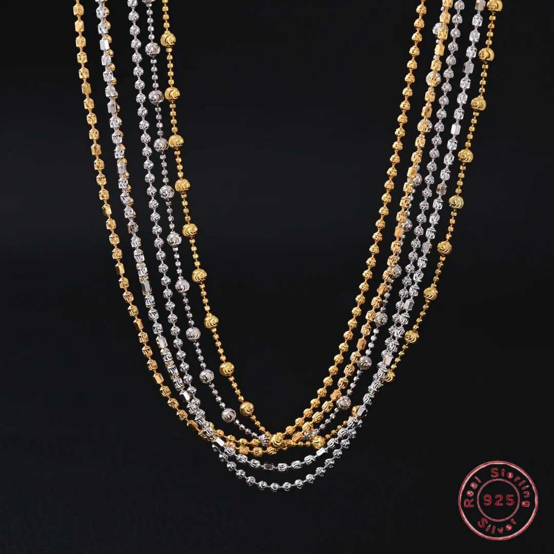 Pendant Necklaces S925 Sterling Silver Sparkle Cut Bead Clavicle Chain Minimalist Versatile Fashionable and Elegant Plain Necklace SL63 X260921