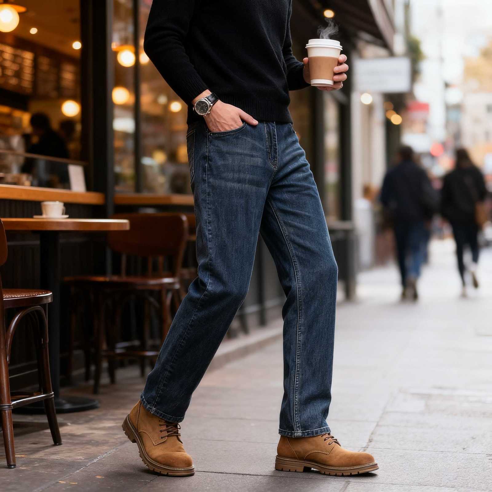 Jeans Men's Jeans men's new straight tube loose wide leg 2025 autumn men's pants elastic casual business multi-color long pants men&#