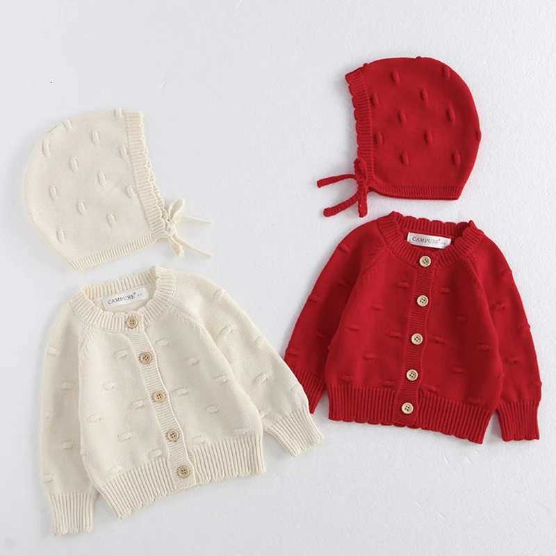Christmas Pullover Girls New Baby New Year Red Knitted Cardigan Sweaters + Hat Kids Baby Girls Toddler Children Cardigans Sweater Coat C260921