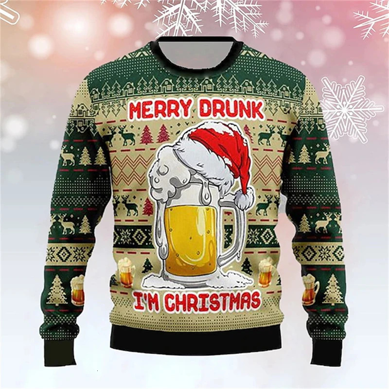 Christmas Beer Season 3D Printed Men's Ugly Christmas Sweater Winter Unisex Casual Holiday Party Women Pullover Wholesale 260922