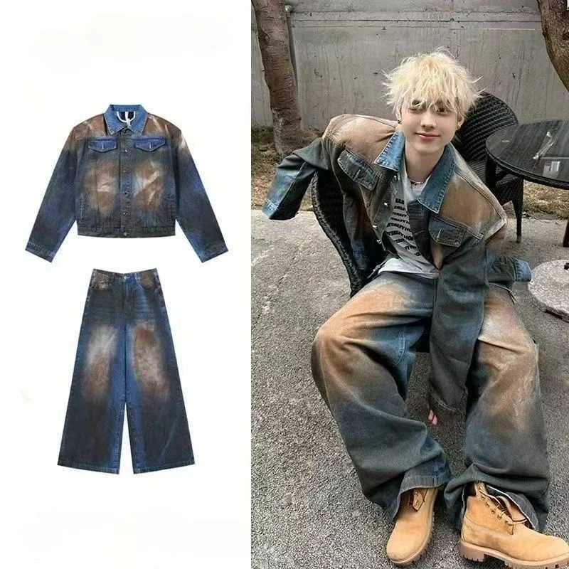 Tracksuits 2025 American Men's Retro Y2K New Fashion Men Clothing Street Hip Hop Gothic Harajuku Oversize couple street Joker Jacket Tops J2609