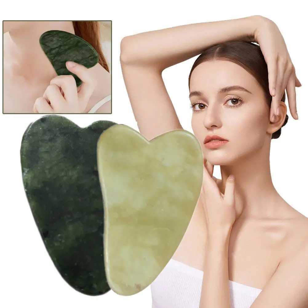 Gua Natural Jade Face Massager Sha Stone - Facial Lifting Anti-Aging Massage Tool for Face Neck Eye Body Relaxation Acupoint Care N260921