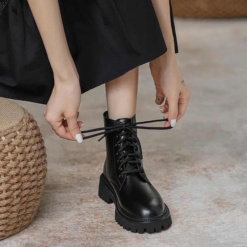 Designer Women's Boots 2025 Boots New Style British Style Petite Thick-soled Soft-soled Fleece Short Boots Autumn and Winter Single Boots35-40