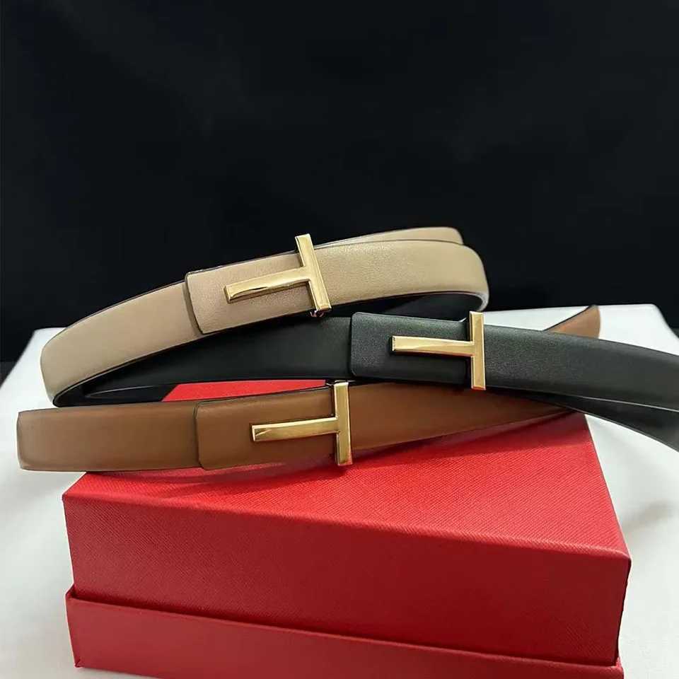 Belts New 25mm Women's Belt Designer Reversible Genuine Leather Belt For Women T Buckle Belt Female Jeans Dress Belt Q260921