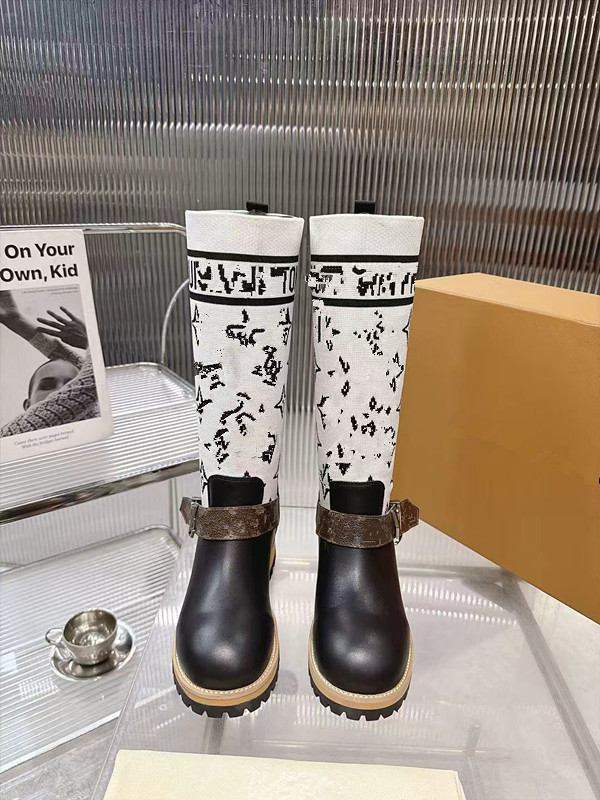 Luxury Fashion 2026 New Pleated High Heel Fashion Boots for Women, Chunky Heel Plus Size British Style High Shaft Trouser Boots Size 36-43 0912