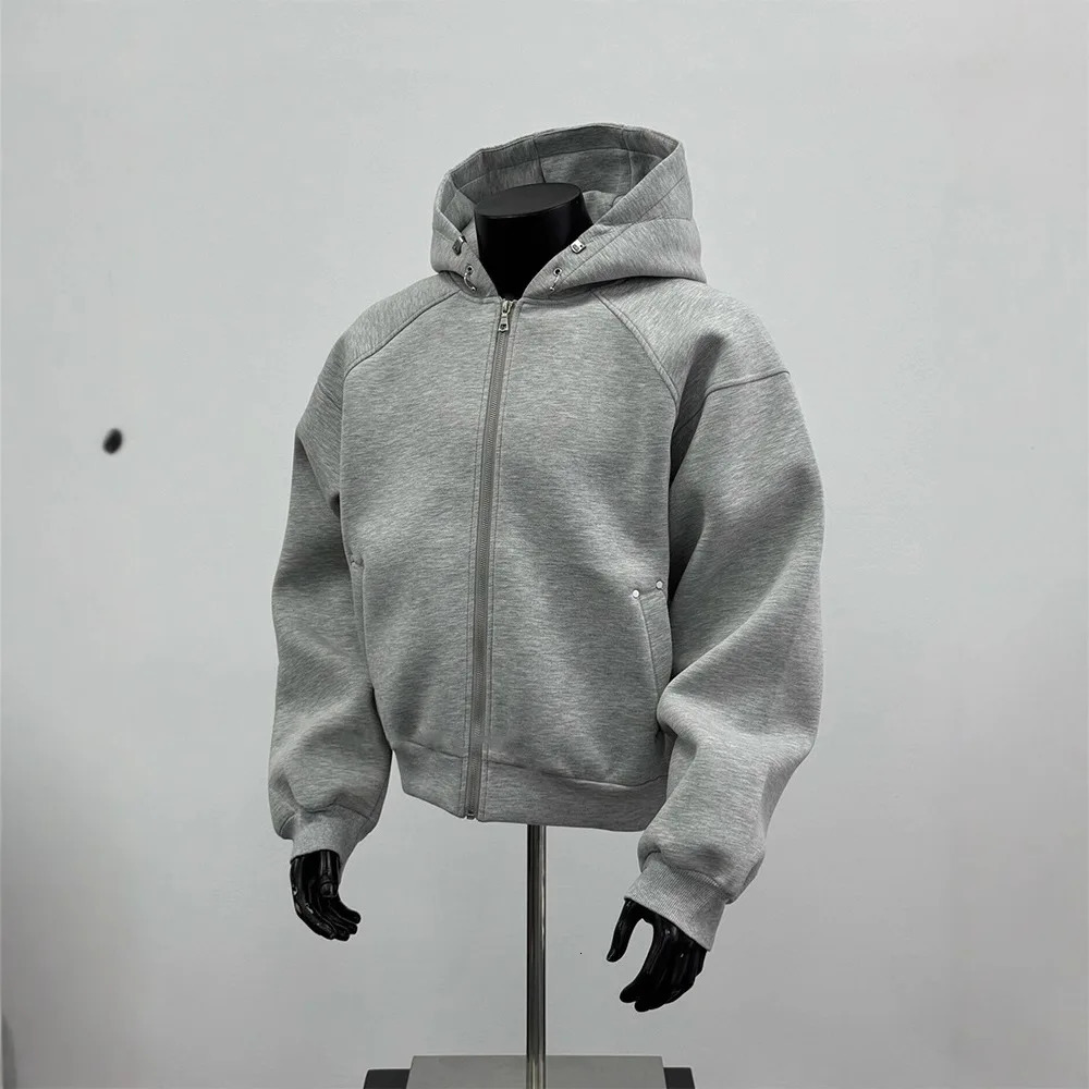 American Mens Short Retro Boxy Style Cardigan Sweatshirt Mens Hooded Jacket Autumn Winter Silhouette Mens Fashionable Hoodie 260922