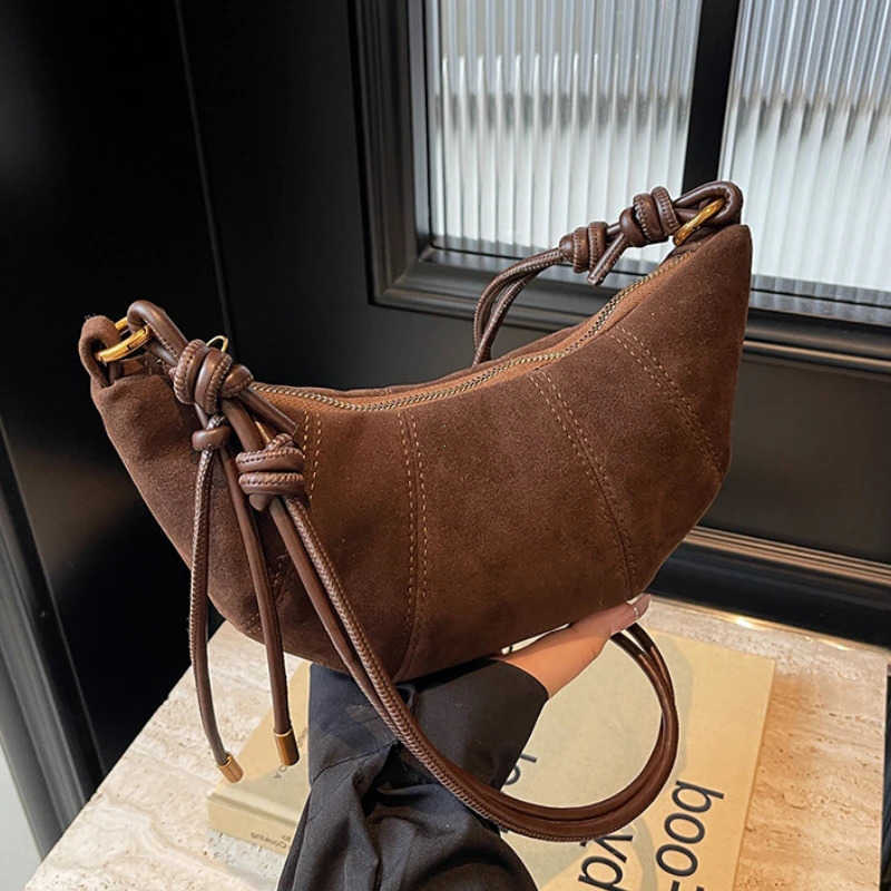 Body Velvet Material Zipper Cross 2026 High Quality Shoulder Bag Solid Color Simple Fashionable Crossbody Bag Soft Western Style Handbag H260922