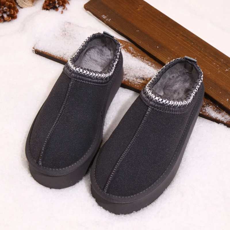 Snow Boots Without Heels Wool Half Slippers Women's Cotton Shoes Women 2026 Winter New Short Cashmere Warm Thick-soled Shoes T26092245NS