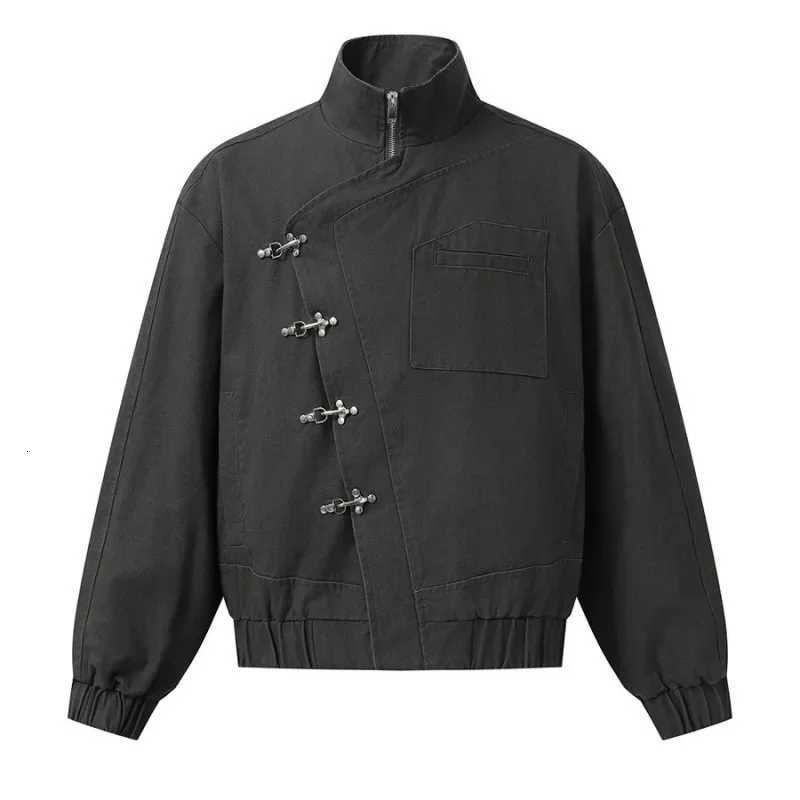 Women's Jackets Fashion High Street Buckle Coats Autumn Solid Color Stand Collar Jackets American Long Sleeve Vintage Harajuku Outerwear Y2k C2