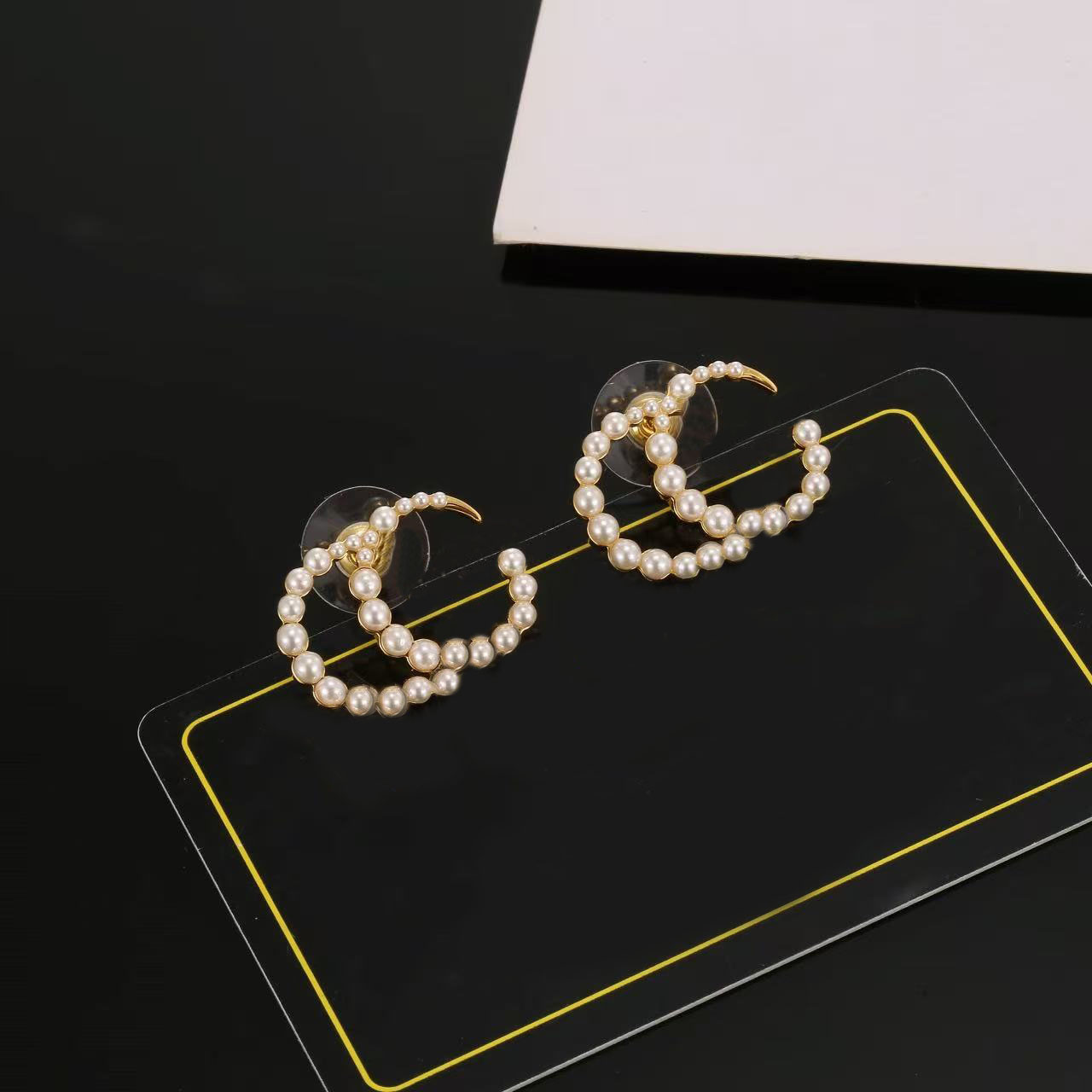 Classic model Double Letters Pearl Hoop Earrings For Women Gold Plated Luxury Designer Stud Earrings Elegant Wedding Party Jewelry