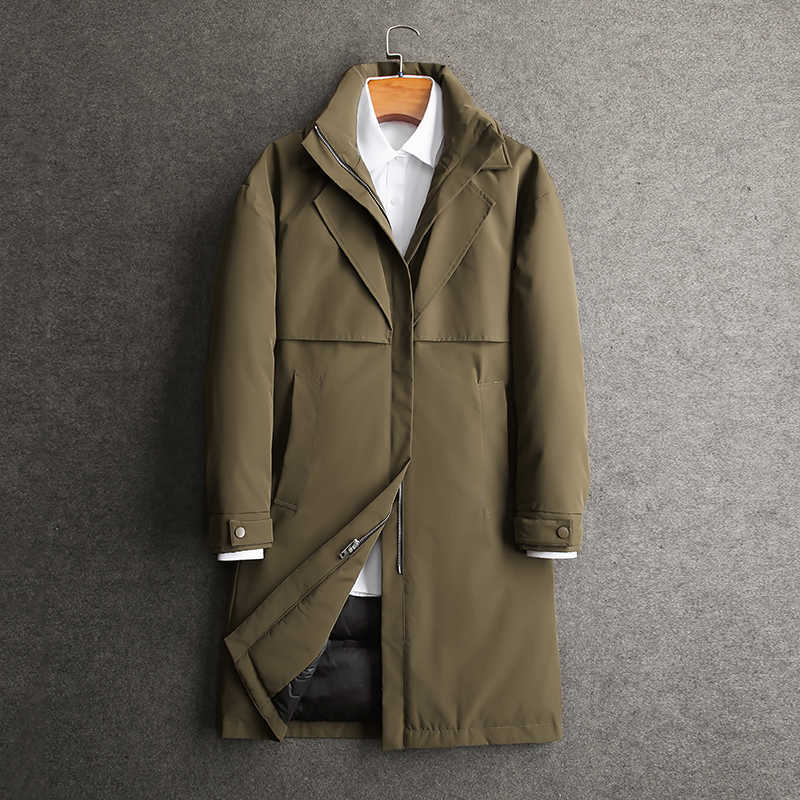 White Men's Down Parkas Minglu Duck Down Medium Style Men's Jackets Autumn Winter Solid Color Fake Two Pieces Zipper Male Down Coats Man O