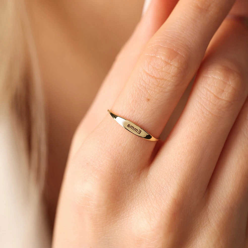 Cazador Band Rings Personalized Name Rings for Women Stainless Steel Gold Color Custom Date Number Engraved Ring Jewelry Valentine GiftT260922