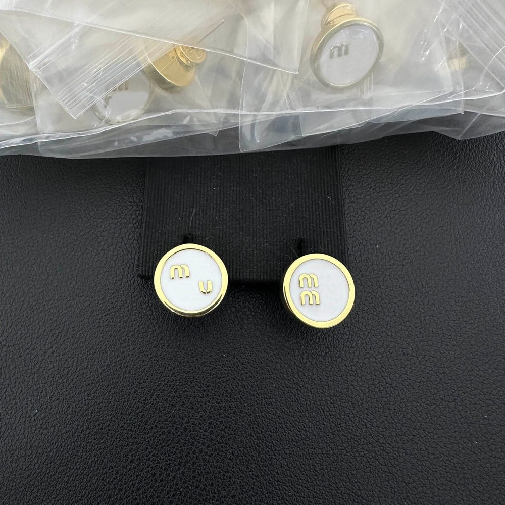 Brand New Vintage Round Enamel Designer Stud Earrings Gold Plated Geometric Luxery Ear Jewelry For Women Daily Party Dating Wear