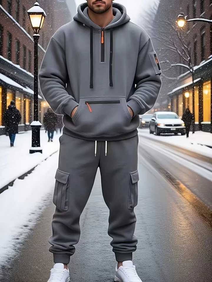 Hooded Men's Men's Tracksuits Set Outdoor Workwear Casual Sweatshirt Set Comfortable Streetwear Fashion Men's Ensemble J260921