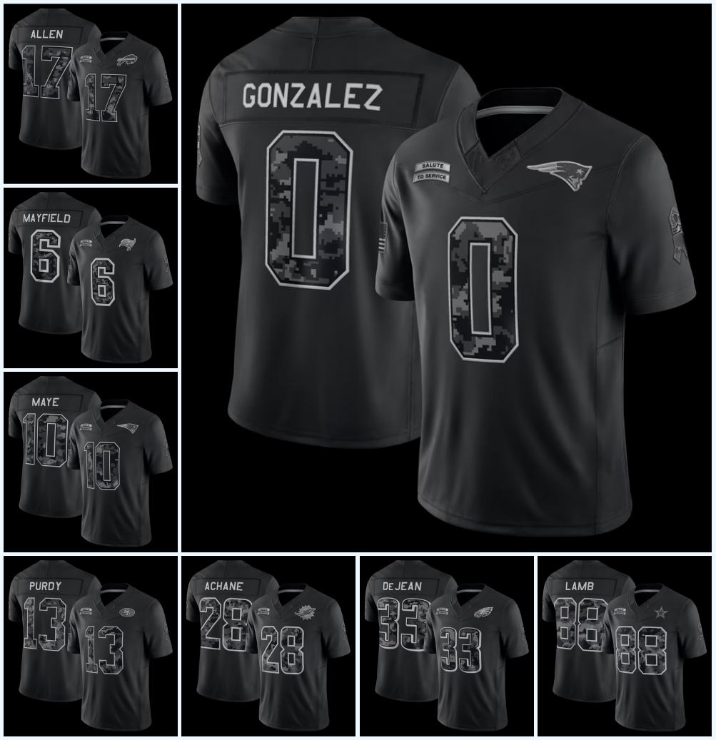 Custom 2026 Salute Service Lamar Jackson Christian McCaffrey Joe Burrow Christian Gonzalez Embroidered V-Neck Rugby Jersey Any Name Any Nu