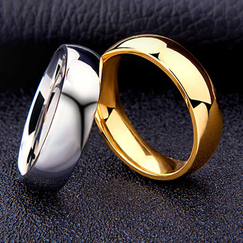 Simple Band Rings 6mm Titanium Ring Women Men Prevent Allergy High Polished Wedding Rings Stainless Steel Couple Finger Jewelry GiftsT260922