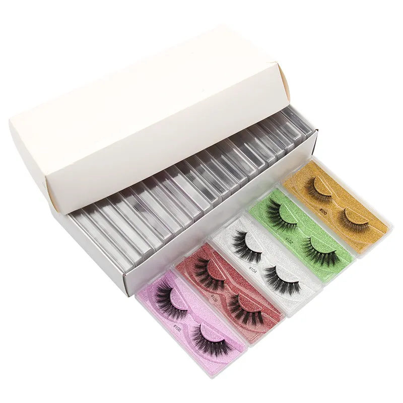 3D Mink Lashes Colorful False Eyelash Packaging Box In Bulk 10 Style with Multicolor Base Card Handmade Wholesale Makeup Eye