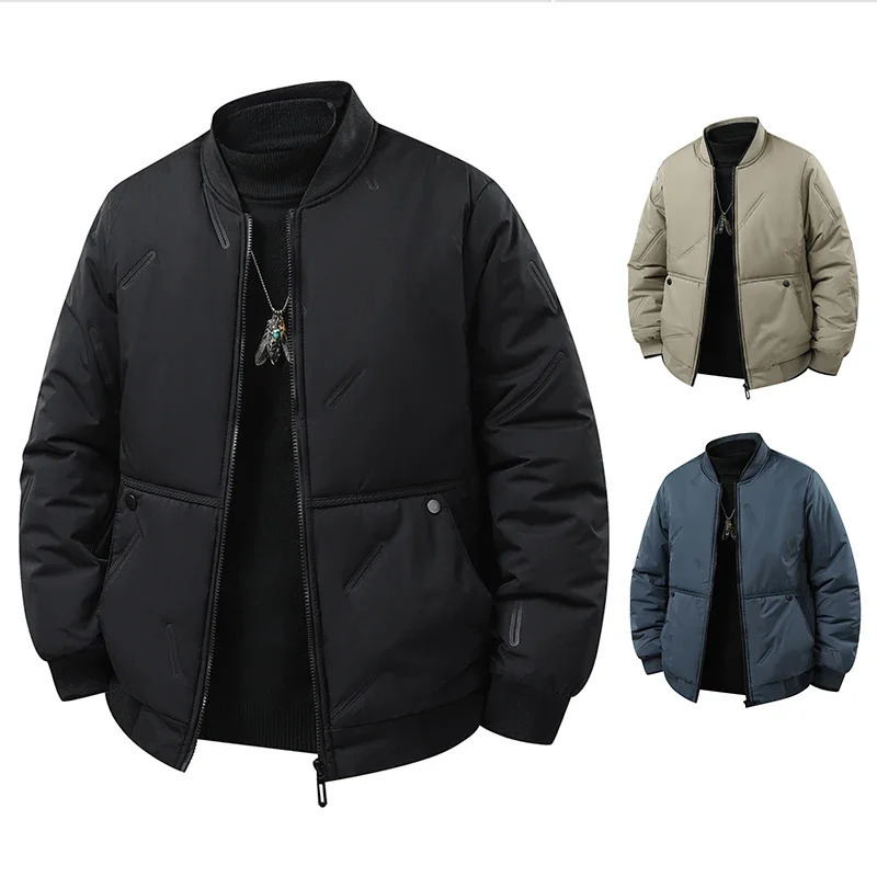 autumn and winter baseball collar mens fashionable and versatile cotton jacket outer warm cotton jacket baseball jacket 260922