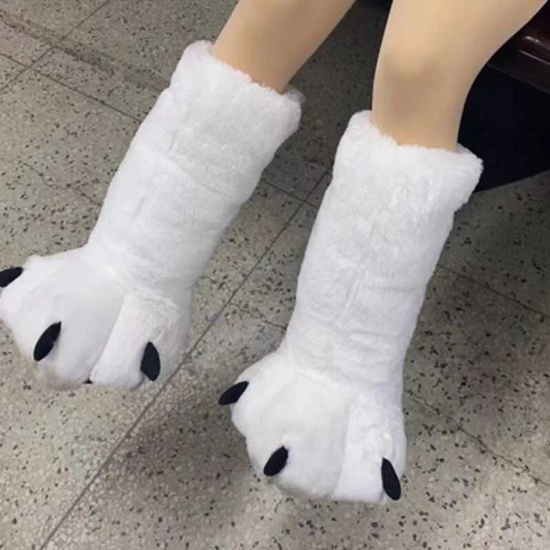 Women Winter Warm Slippers Cute Creative Bear Cl Shoes Girls Couples Indoor Furry Cotton Snow Boots Female Faux Fur Slides T260922