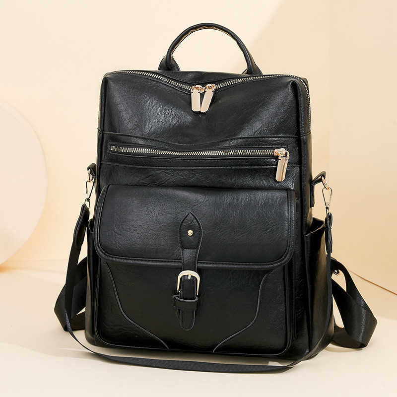 Style Vintage Soft Faux Backpack Leather Backpack for Women Large Capacity Multi Functional Bag Ideal for Daily Travel Work Organized Pockets H26092