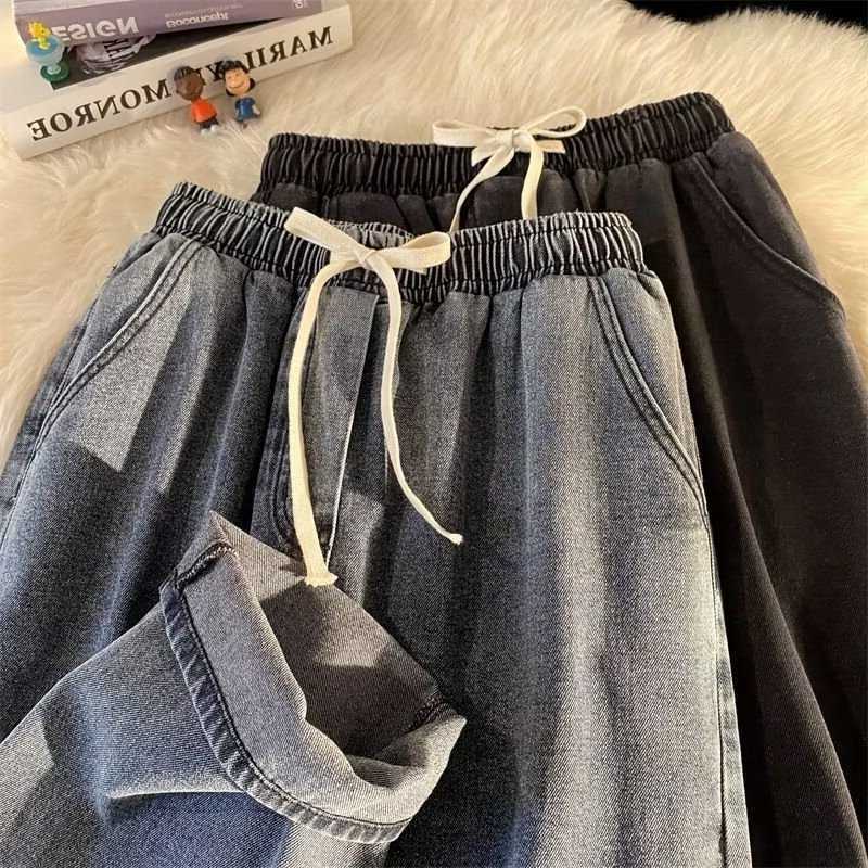 Korean Men's Jeans Solid Colors Men's Casual Long Jeans Classic male Four Seasons Straight Denim Wide-leg Pants Light Blue Grey Black S-3X