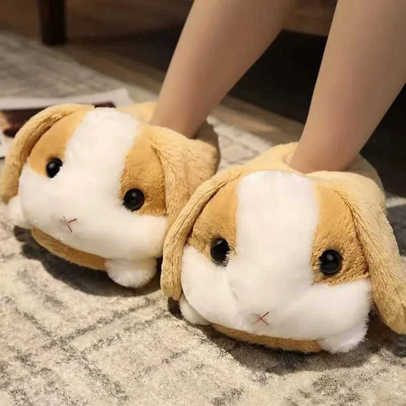 3 Colors Cute Cartoon Rabbit Plush Doll Slippers Animal Lovely Bunny Soft Stuffed Cotton Shoes Warm Winter Indoor Anime Slides T260922AR3C