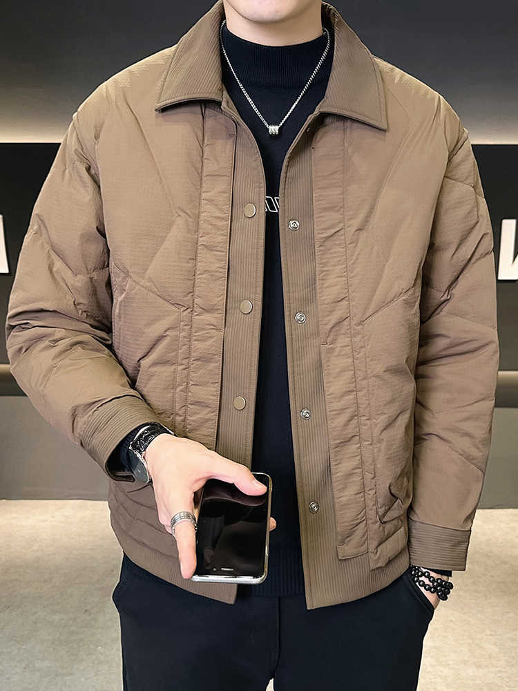 Men's Parkas Men's Lightweight Down Down Jackets Winter 2026 New Style Short Lapel Overcoats Male Winter Fashion White Duck Down Coats F45