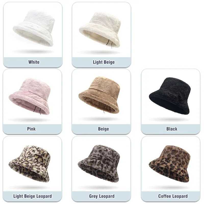 Warm and Winter Thickened New Fall Womens Plush Bucket Hat Leopard Hat M2609211