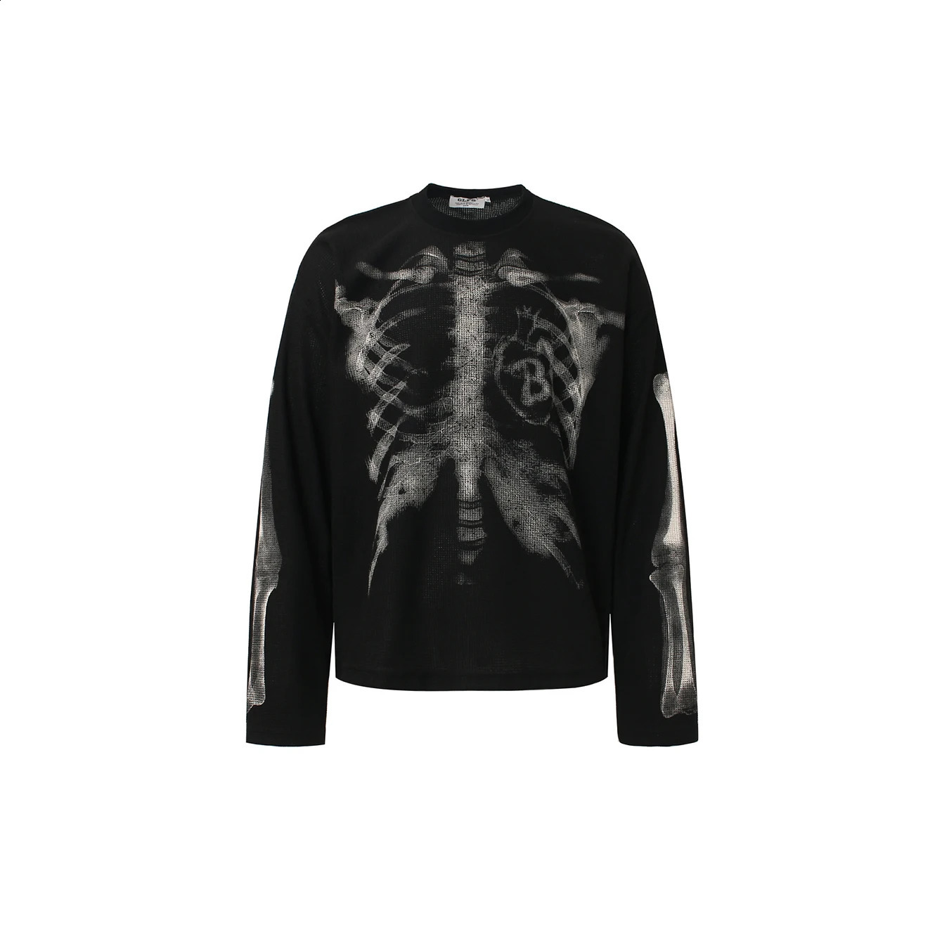 Autumn and Winter vintage Skeleton Printed Long Sleeved T-Shirt Y2K Loose Casual Trendy Top for Both Men and Women 260921