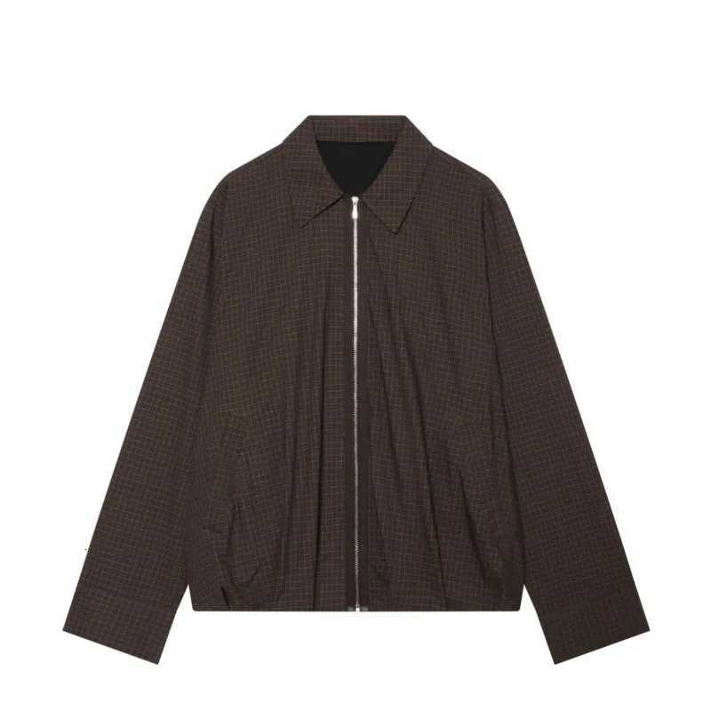 Women's Jackets Women's Winter Jackets New 2026 Autumn Regular Collar Long Sleeve Woman Check Bomber Jacket With Gathered Hem Female Zippe