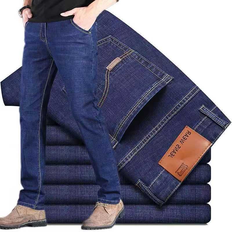 2026 Men's Jeans Spring Summer Men's Jeans Casual Stretch Classic Business Blue Black Denim Pants Straight Jeans Trousers Male Plus Size 4