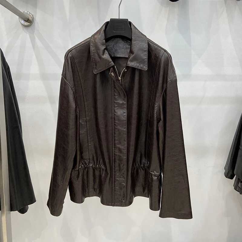 Faux Women's Leather Leather Women's Classic Real Sheepskin Leather Female Genuine Leather Black Slim Suit Jacket Coat C260921
